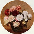 Henri Fantin-latour Famous Paintings - A Large Bouquet of Roses